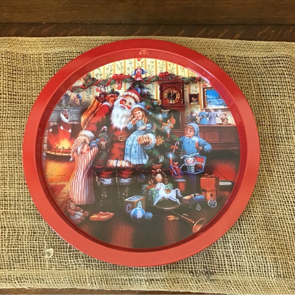 Vintage Santa and Children Tin Tray